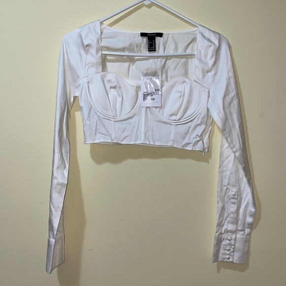 Womens New Forever 21 White Crop Top - Picture 1 of 7